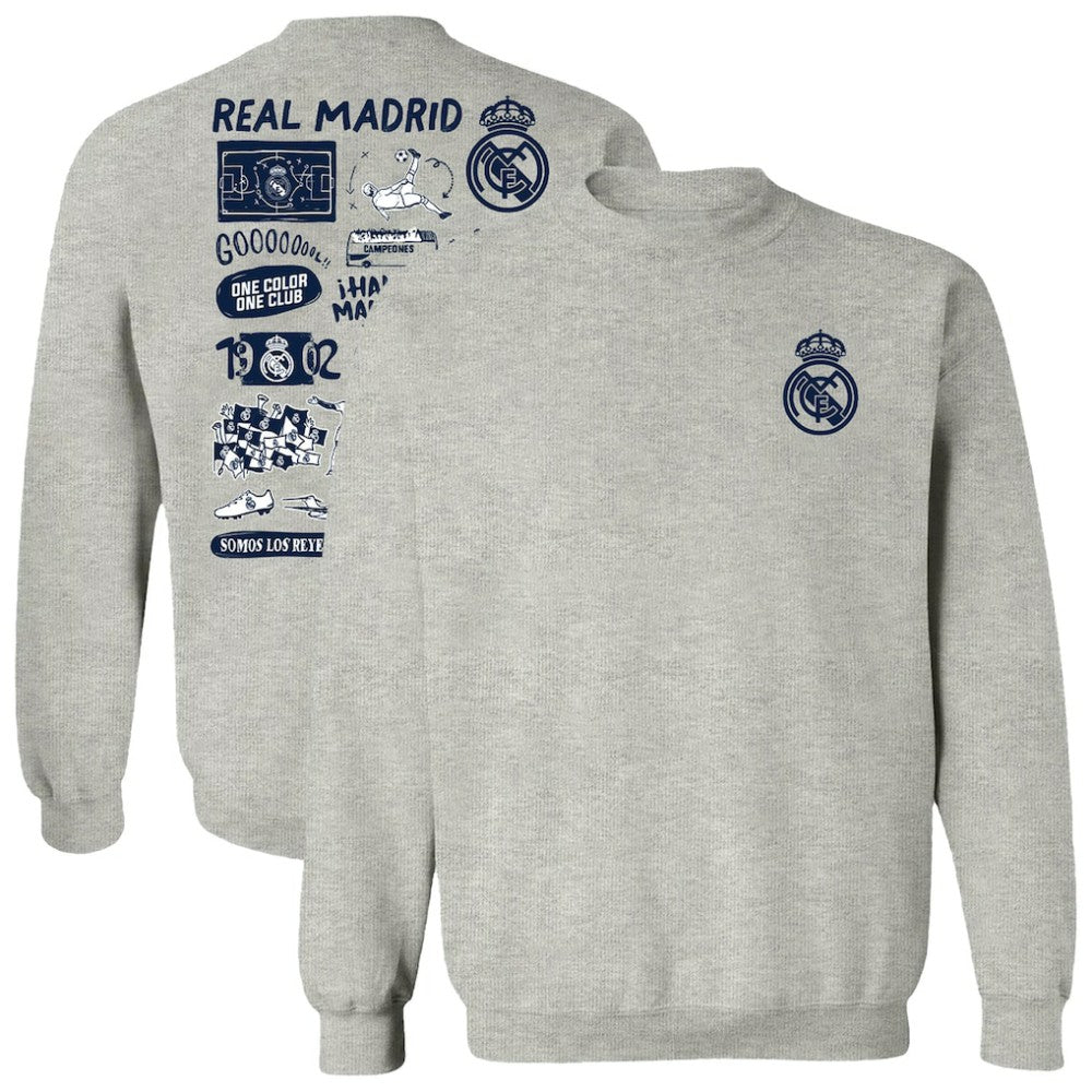 Real Madrid Vive La Fete Women's Impressions Artwork Pullover Sweatshirt - Gray on sale