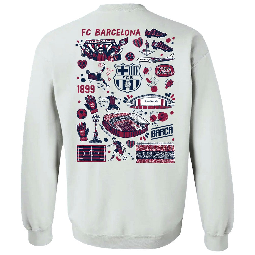 Barcelona Vive La Fete Women's Impressions Artwork Pullover Sweatshirt - White cheap