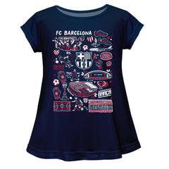 Barcelona Vive La Fete Girls Youth Impressions Artwork A-Line Top - Navy shop
