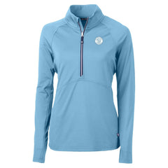 Milwaukee Brewers Cutter & Buck Women's Raglan Adapt Eco Knit Stretch Recycled Half-Zip Top Powder Blue