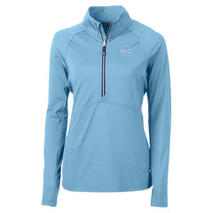 Philadelphia Phillies Cutter & Buck Women's Raglan Adapt Eco Knit Stretch Recycled Half-Zip Top Powder Blue