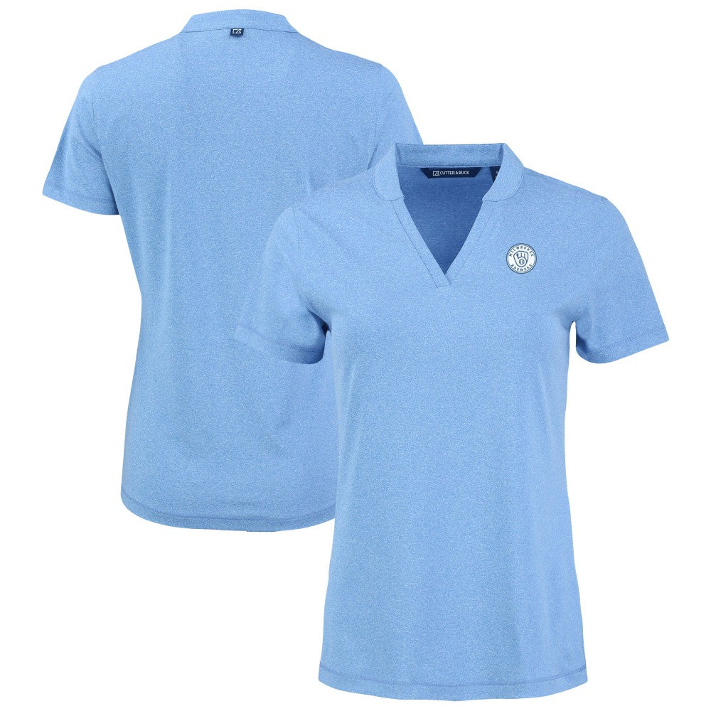 Milwaukee Brewers Cutter & Buck Forge Heathered Stretch Blade Top Heather Powder Blue