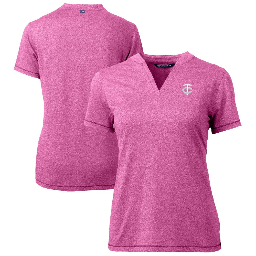 Minnesota Twins Cutter & Buck Forge Heathered Stretch Blade Top Light Pink