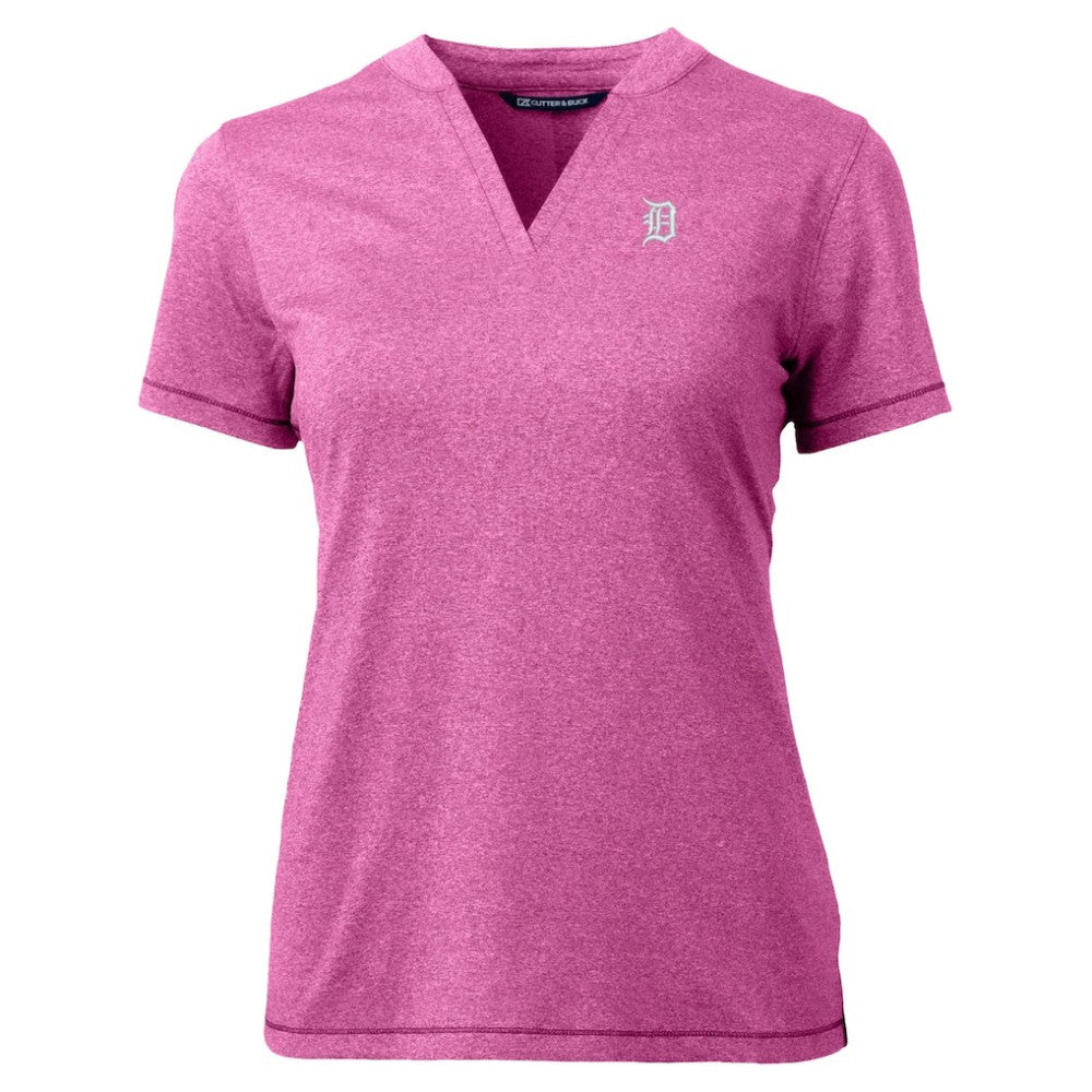 Detroit Tigers Cutter & Buck Forge Heathered Stretch Blade Top Light Pink