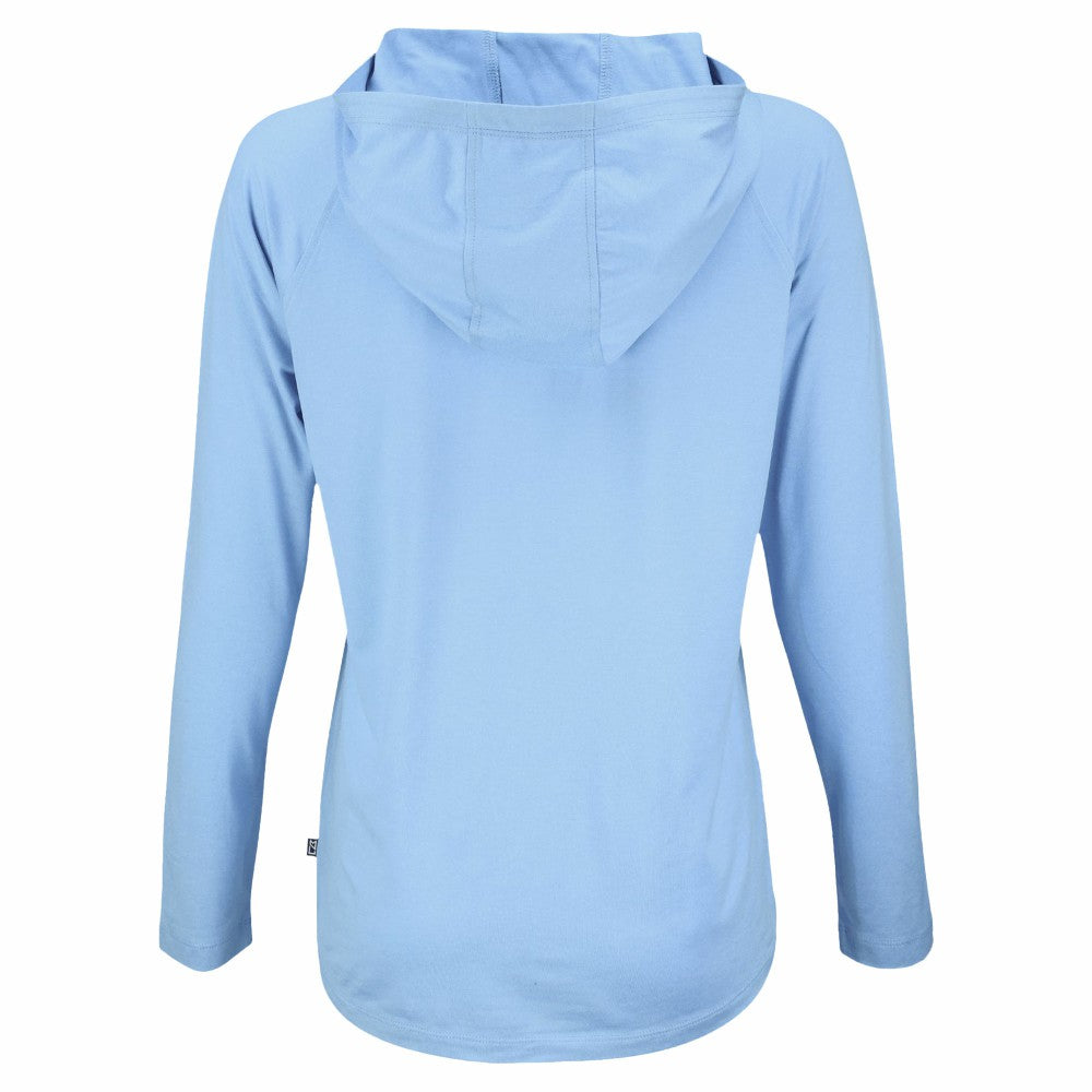 Cincinnati Reds Cutter & Buck Women's Coastline Epic Comfort Eco Recycled Long Sleeve Hoodie T-Shirt Powder Blue