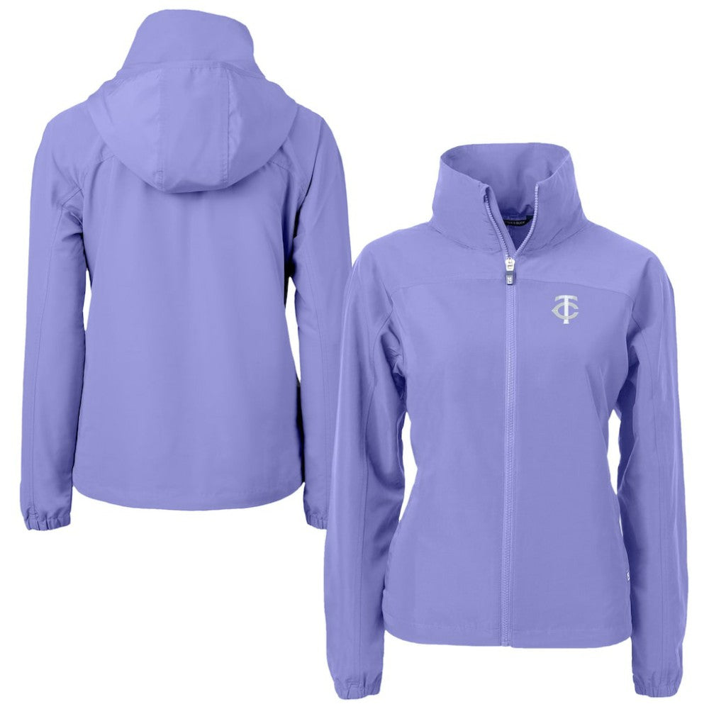 Minnesota Twins Cutter & Buck Women's Charter Eco Recycled Full-Zip Jacket Lavender