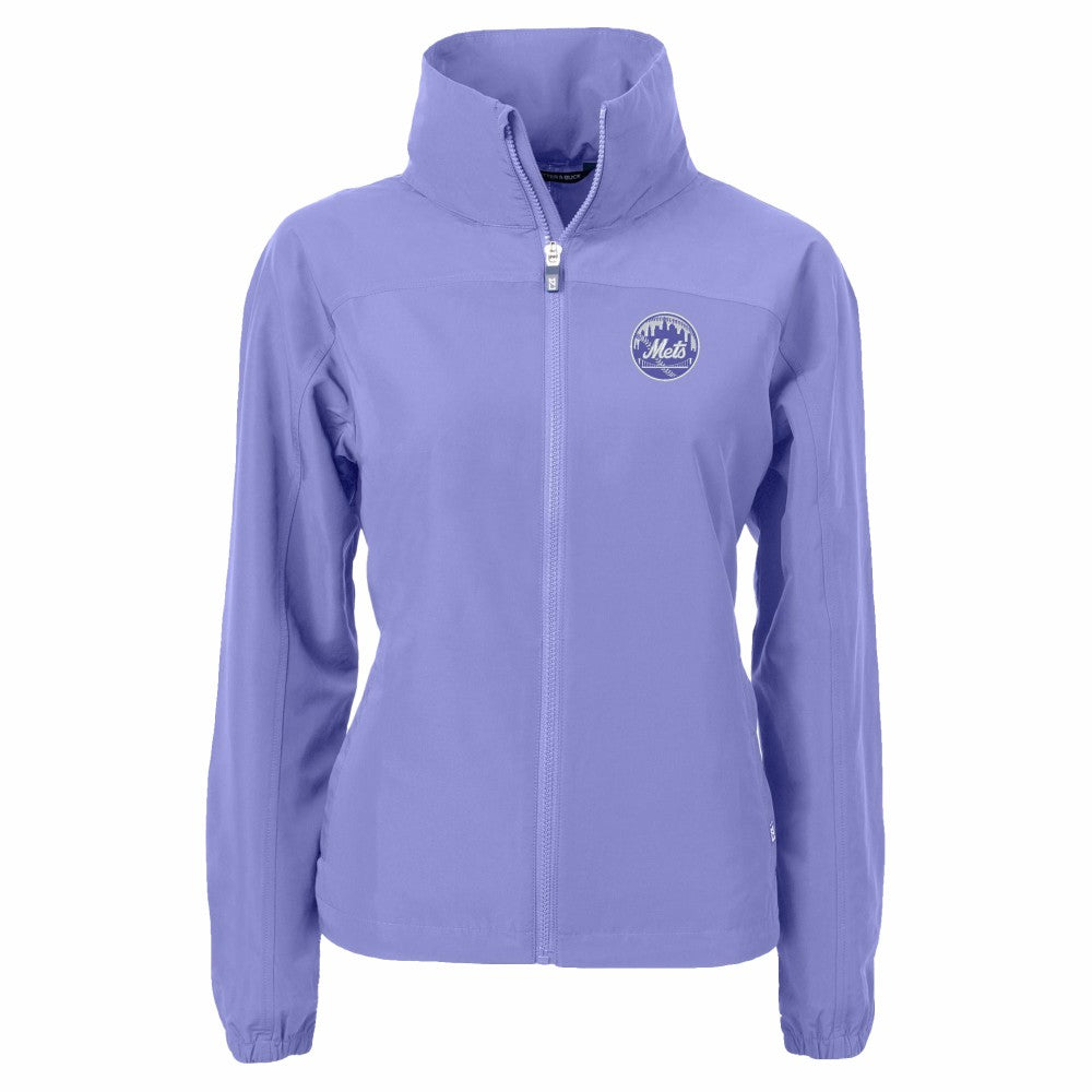 New York Mets Cutter & Buck Women's Charter Eco Recycled Full-Zip Jacket Lavender