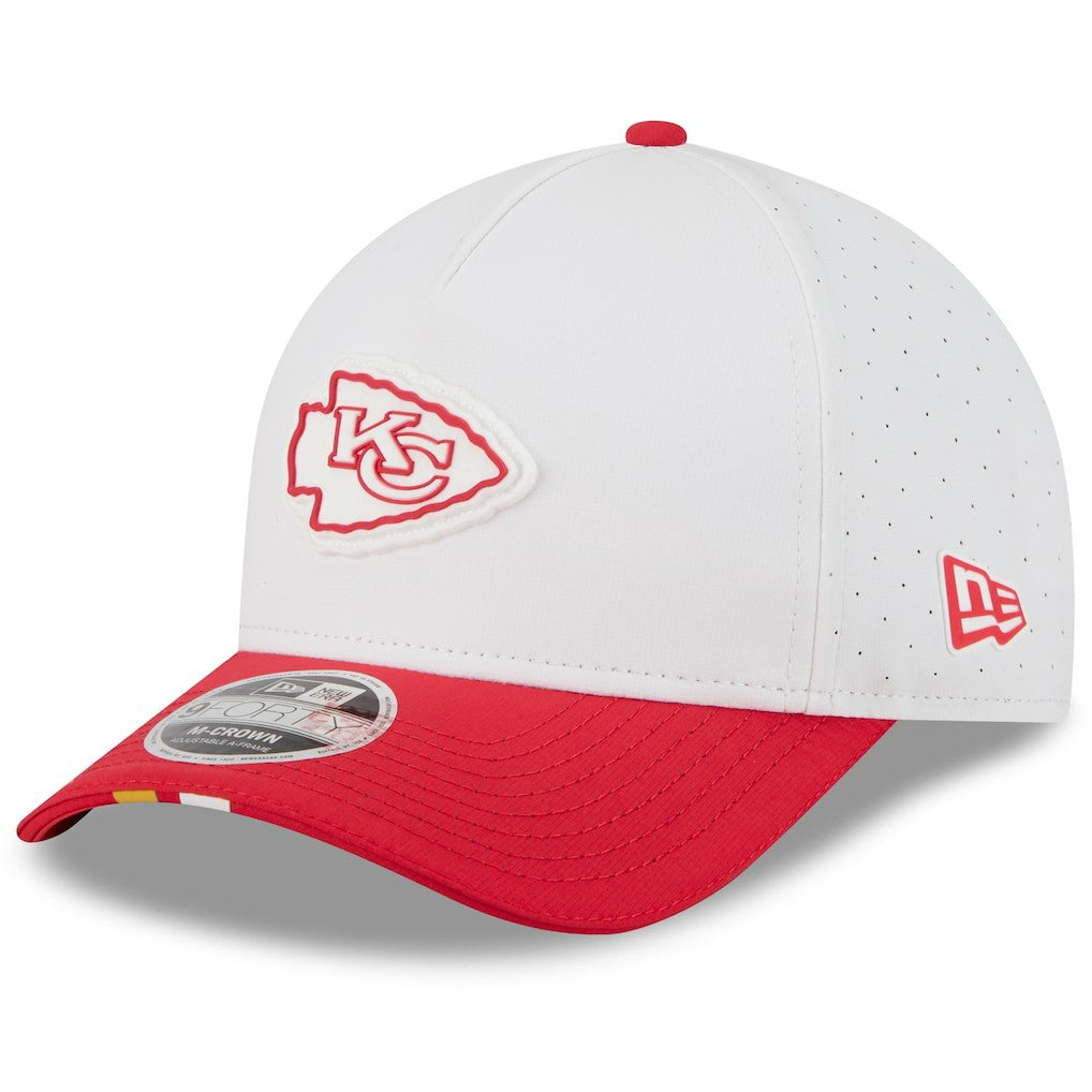 Kansas City Chiefs New Era Youth 2025 NFL Training Camp A-Frame 9FORTY Adjustable Hat - White/Red outlet