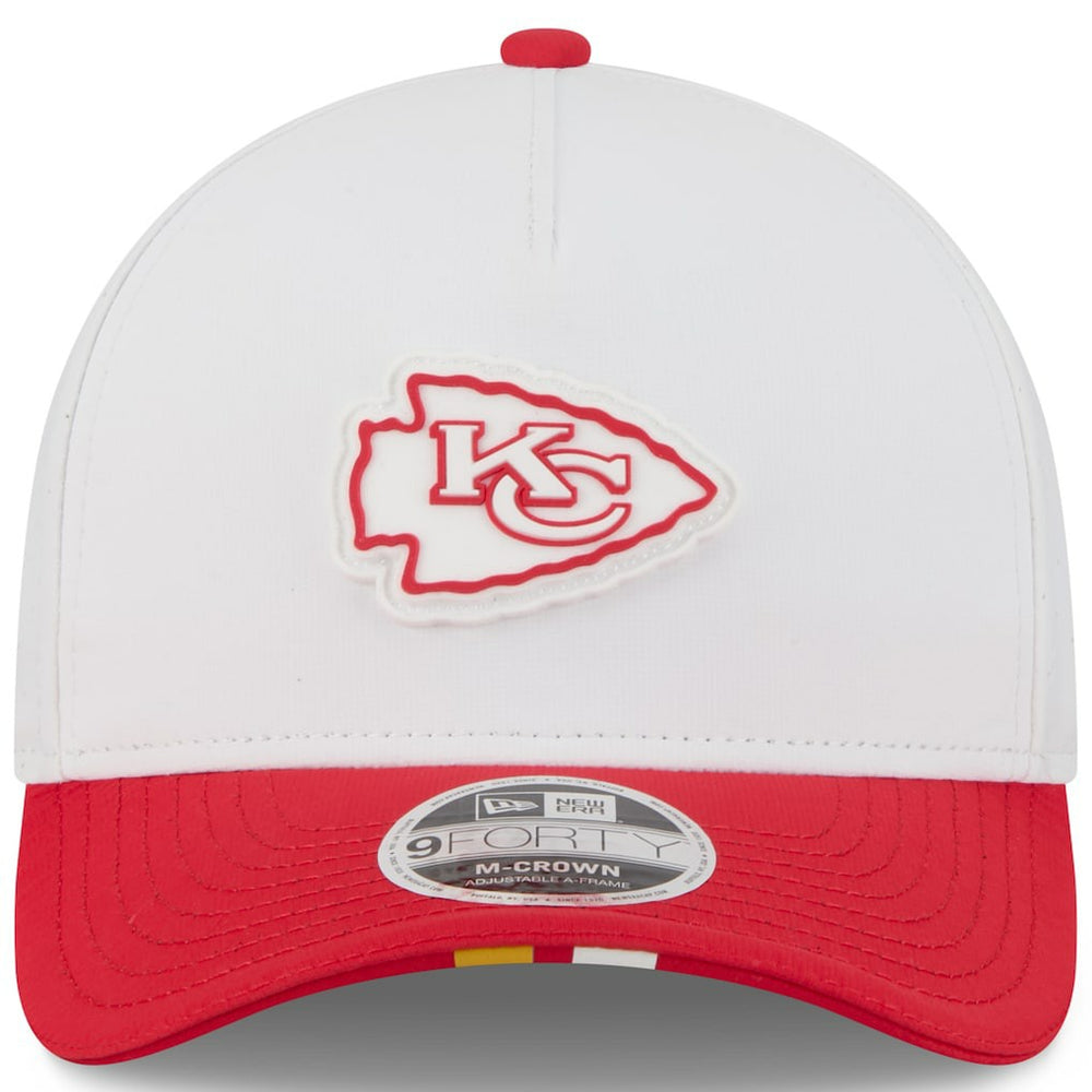 Kansas City Chiefs New Era Youth 2025 NFL Training Camp A-Frame 9FORTY Adjustable Hat - White/Red outlet
