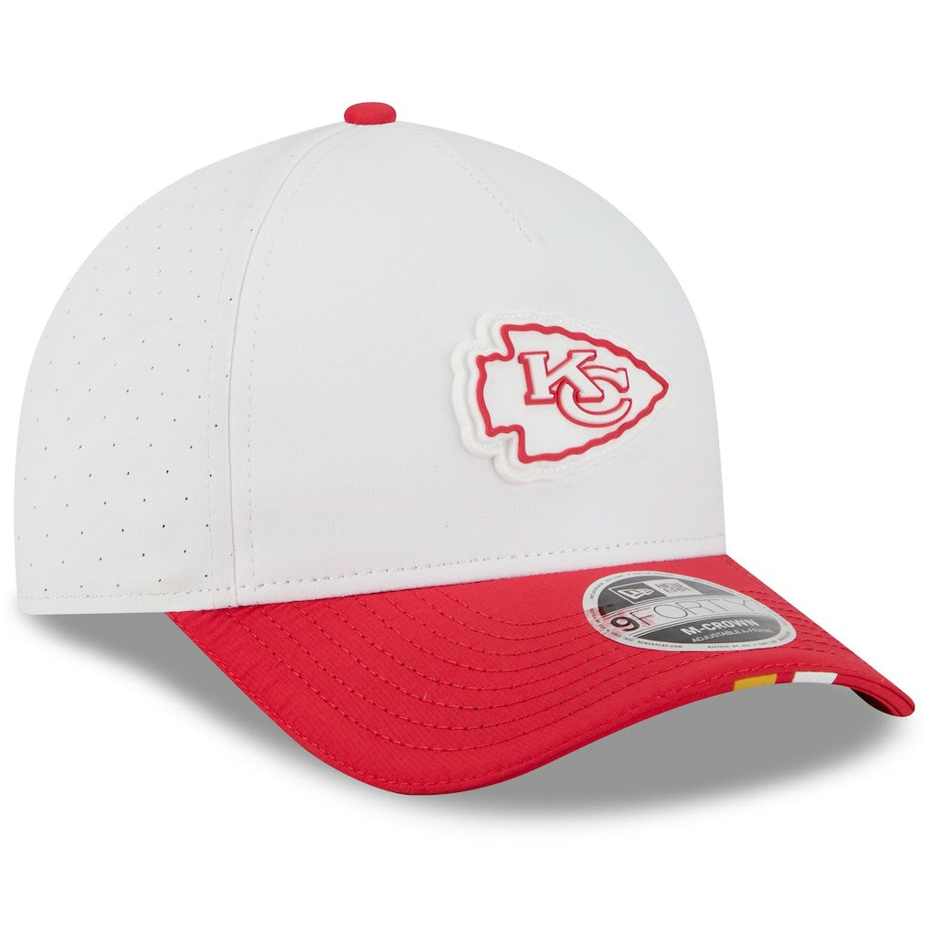 Kansas City Chiefs New Era Youth 2025 NFL Training Camp A-Frame 9FORTY Adjustable Hat - White/Red outlet
