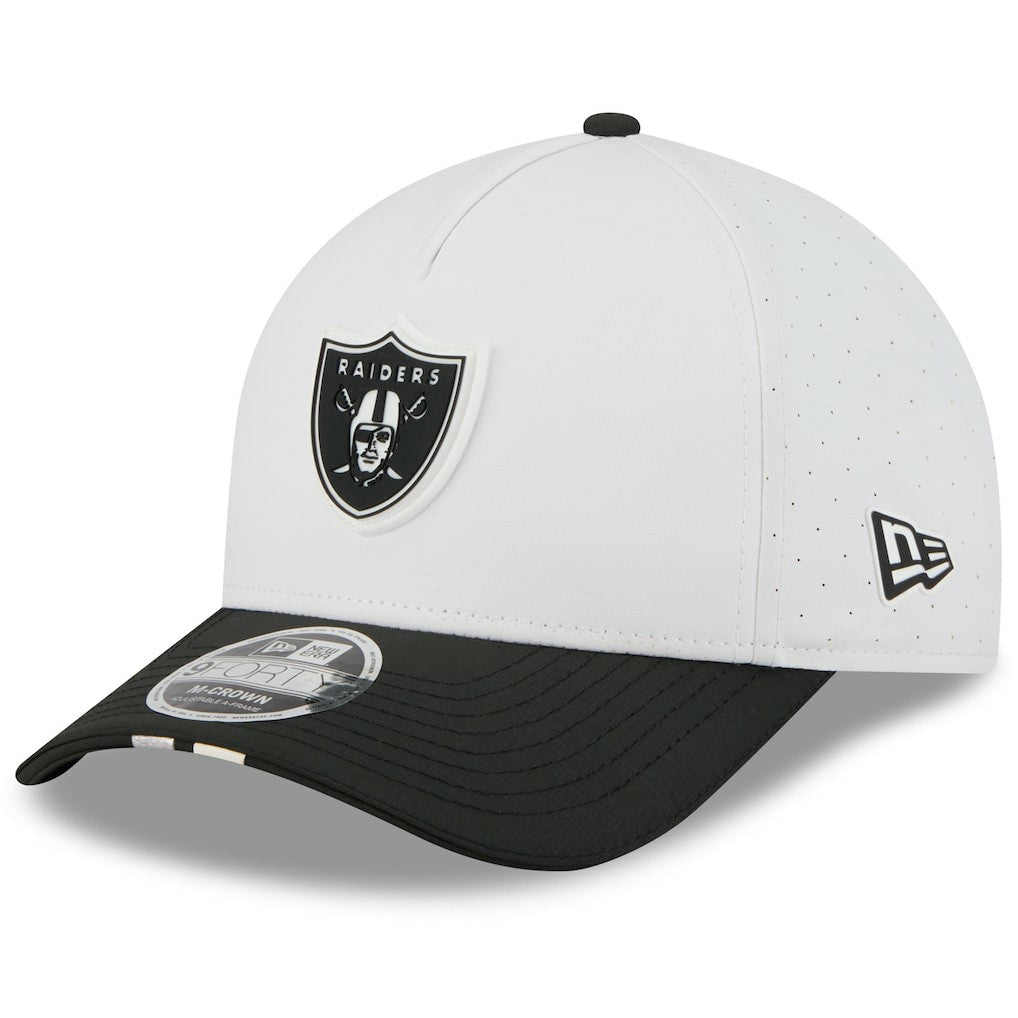 Las Vegas Raiders New Era Youth 2025 NFL Training Camp A-Frame 9FORTY Adjustable Hat - White/Black cheap