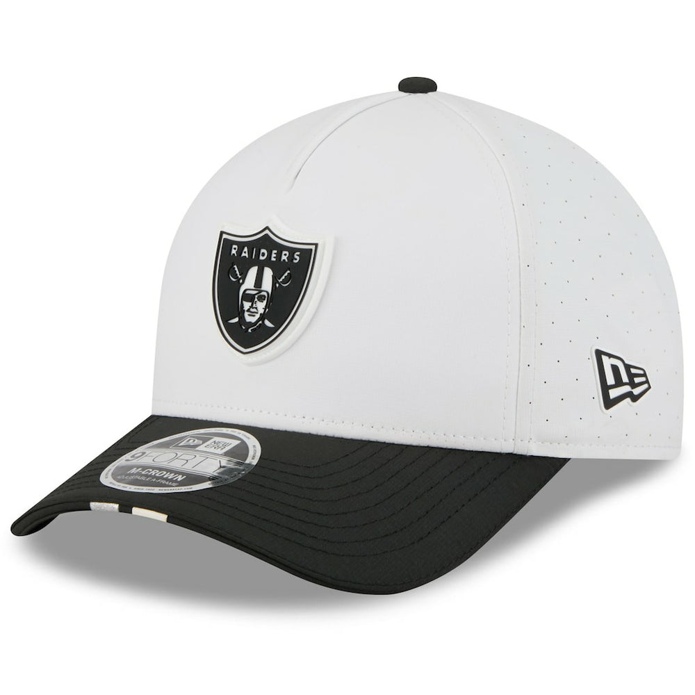 Las Vegas Raiders New Era Youth 2025 NFL Training Camp A-Frame 9FORTY Adjustable Hat - White/Black cheap