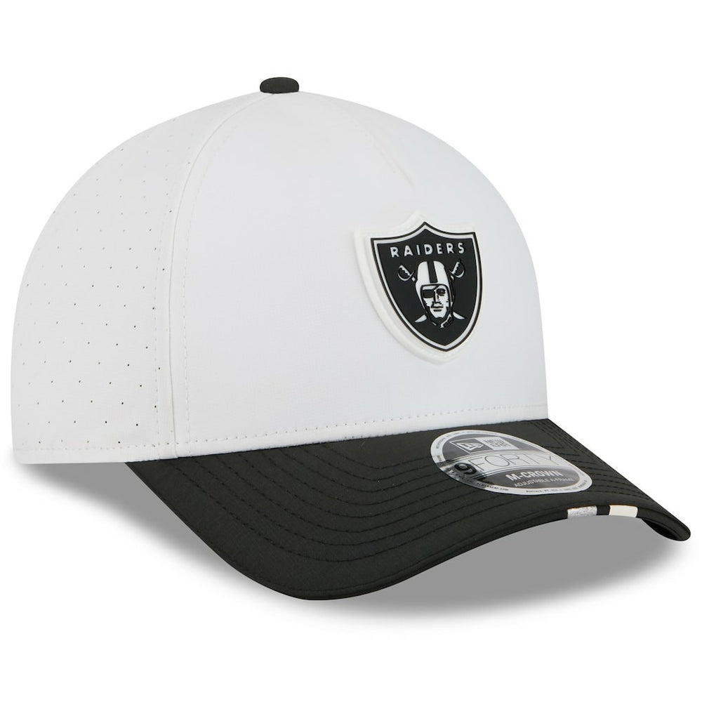 Las Vegas Raiders New Era Youth 2025 NFL Training Camp A-Frame 9FORTY Adjustable Hat - White/Black cheap