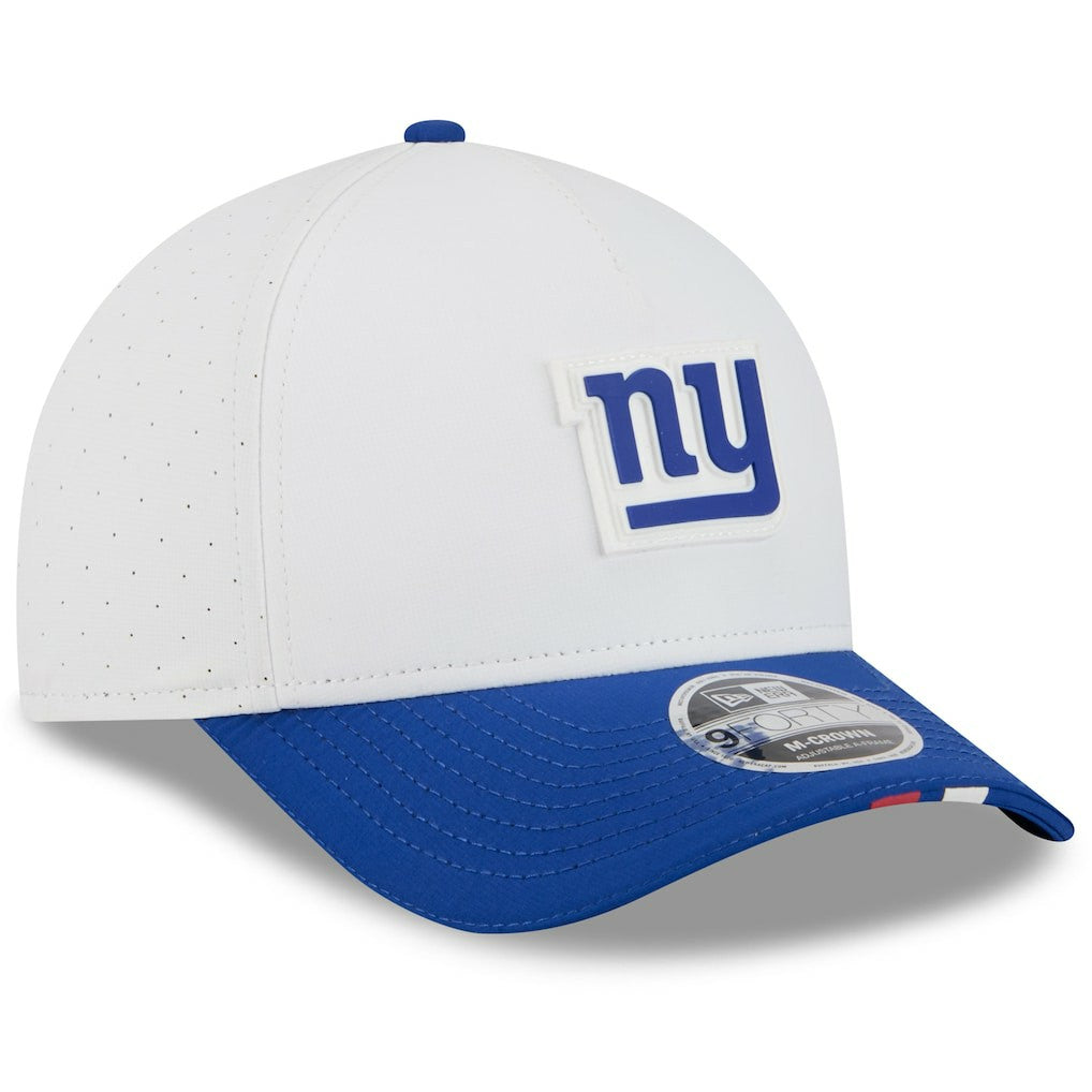 New York Giants New Era Youth 2025 NFL Training Camp A-Frame 9FORTY Adjustable Hat - White/Royal outlet