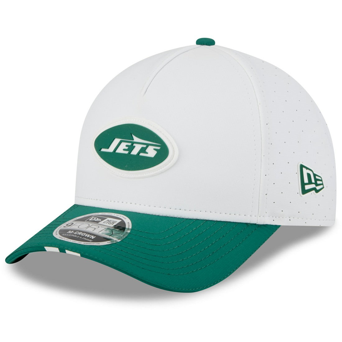 New York Jets New Era Youth 2025 NFL Training Camp A-Frame 9FORTY Adjustable Hat - White/Green sale