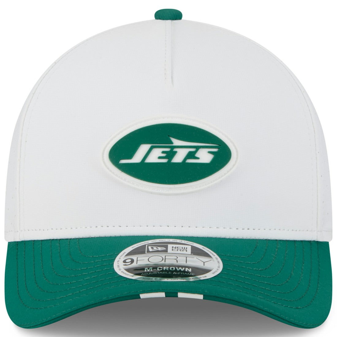 New York Jets New Era Youth 2025 NFL Training Camp A-Frame 9FORTY Adjustable Hat - White/Green sale