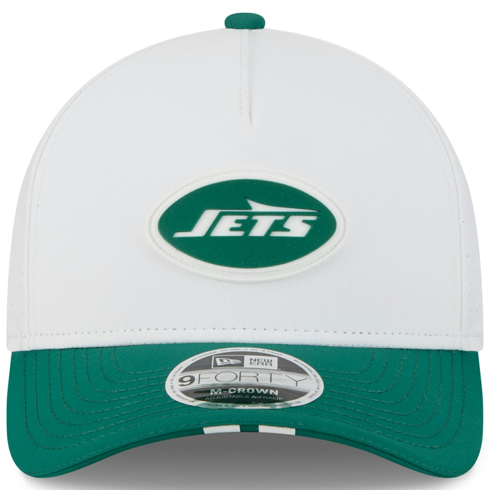 New York Jets New Era Youth 2025 NFL Training Camp A-Frame 9FORTY Adjustable Hat - White/Green sale