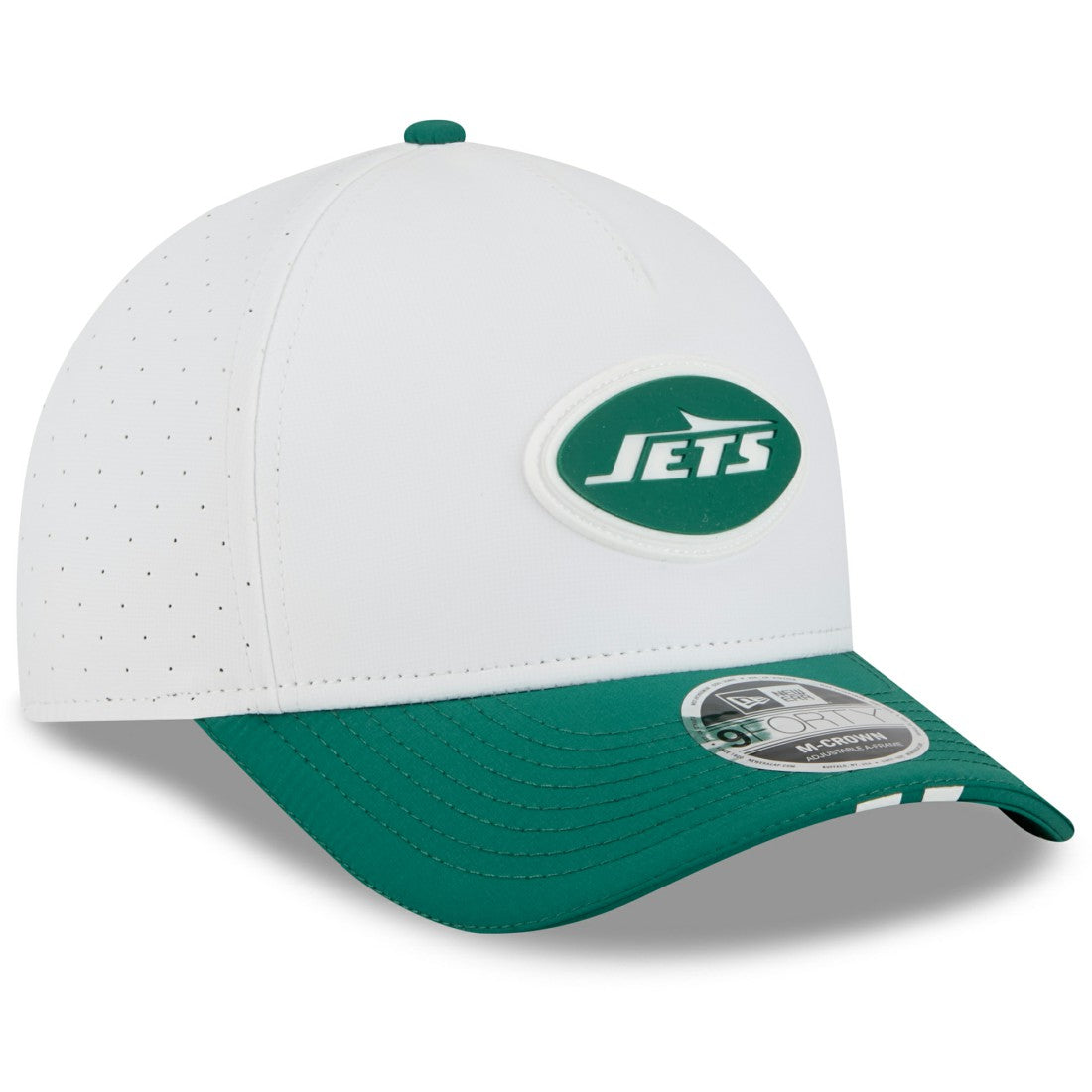 New York Jets New Era Youth 2025 NFL Training Camp A-Frame 9FORTY Adjustable Hat - White/Green sale