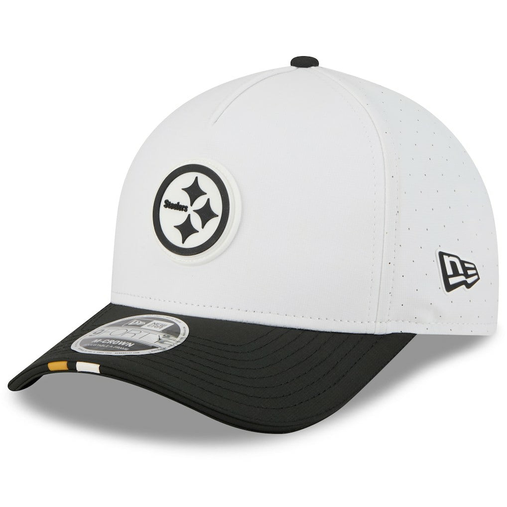 Pittsburgh Steelers New Era Youth 2025 NFL Training Camp A-Frame 9FORTY Adjustable Hat - White/Black online