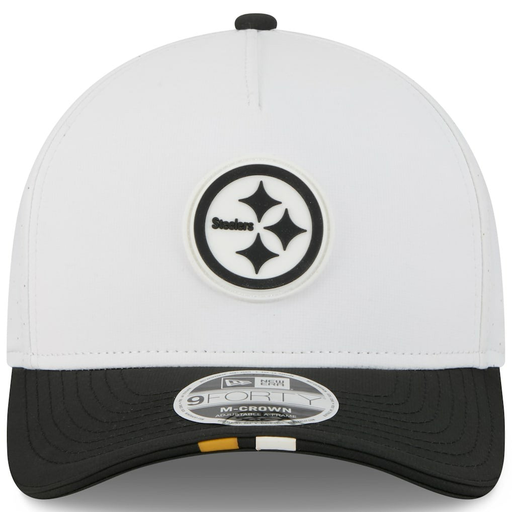 Pittsburgh Steelers New Era Youth 2025 NFL Training Camp A-Frame 9FORTY Adjustable Hat - White/Black online