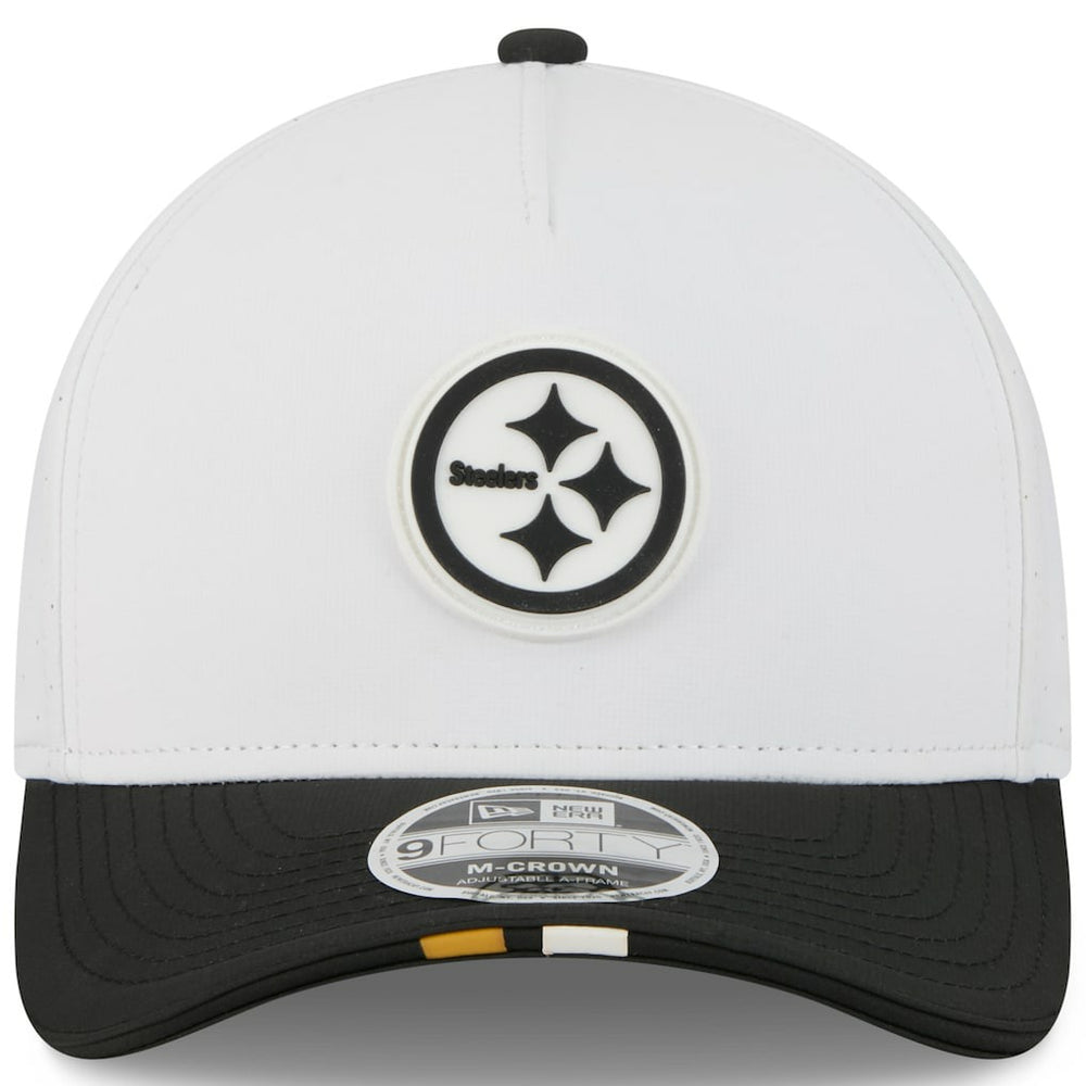 Pittsburgh Steelers New Era Youth 2025 NFL Training Camp A-Frame 9FORTY Adjustable Hat - White/Black online