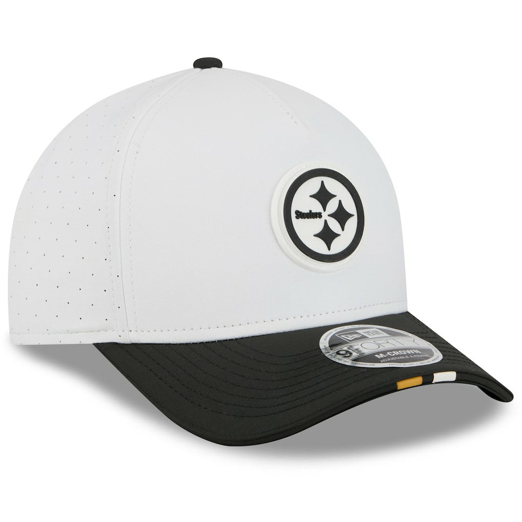 Pittsburgh Steelers New Era Youth 2025 NFL Training Camp A-Frame 9FORTY Adjustable Hat - White/Black online