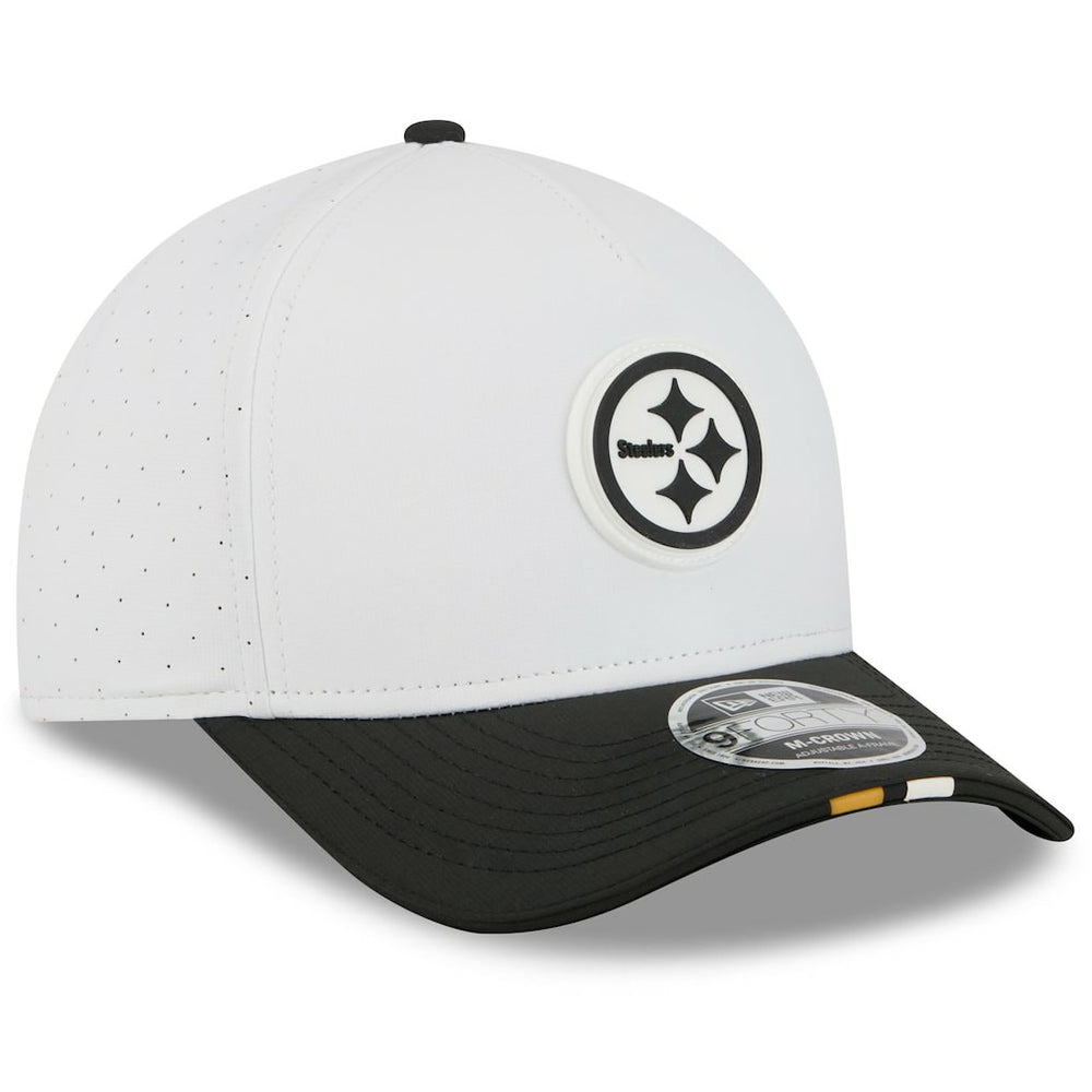 Pittsburgh Steelers New Era Youth 2025 NFL Training Camp A-Frame 9FORTY Adjustable Hat - White/Black online