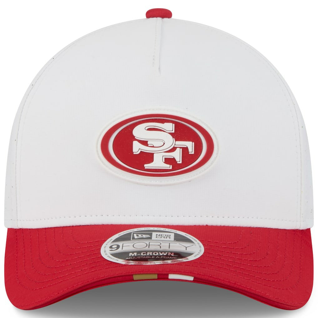 San Francisco 49ers New Era Youth 2025 NFL Training Camp A-Frame 9FORTY Adjustable Hat - White/Scarlet discount