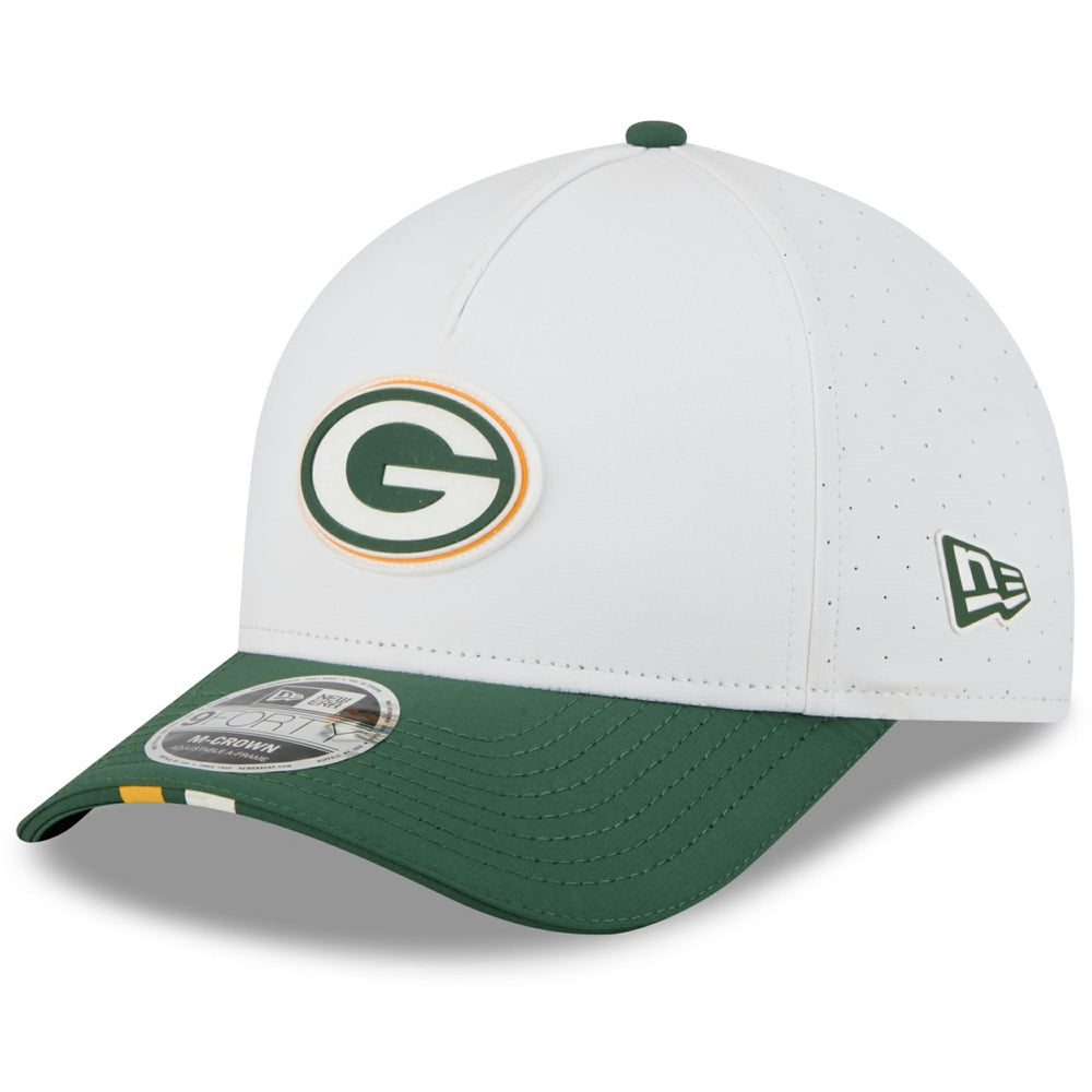 Green Bay Packers New Era Youth 2025 NFL Training Camp A-Frame 9FORTY Adjustable Hat - White/Green on sale