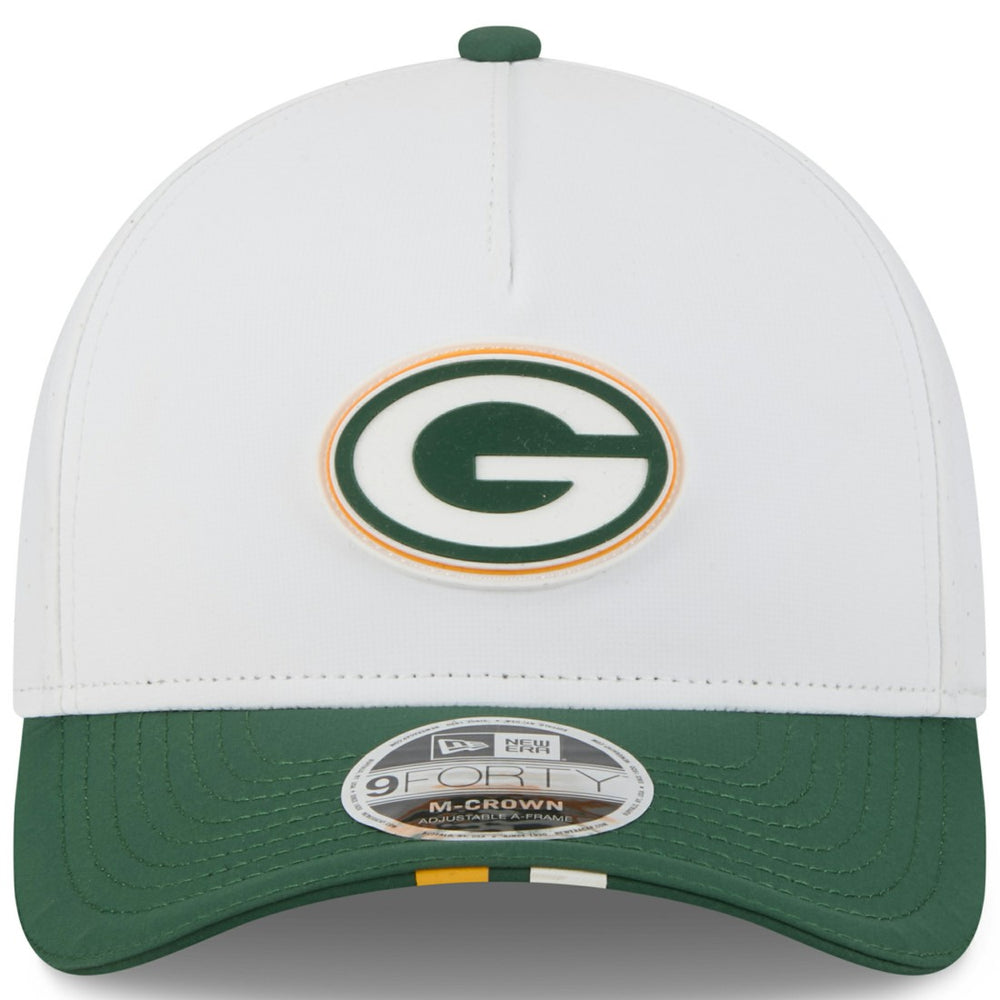 Green Bay Packers New Era Youth 2025 NFL Training Camp A-Frame 9FORTY Adjustable Hat - White/Green on sale