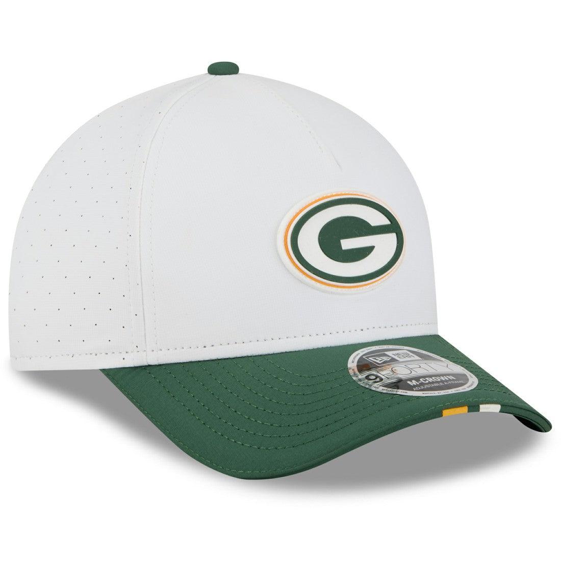 Green Bay Packers New Era Youth 2025 NFL Training Camp A-Frame 9FORTY Adjustable Hat - White/Green on sale