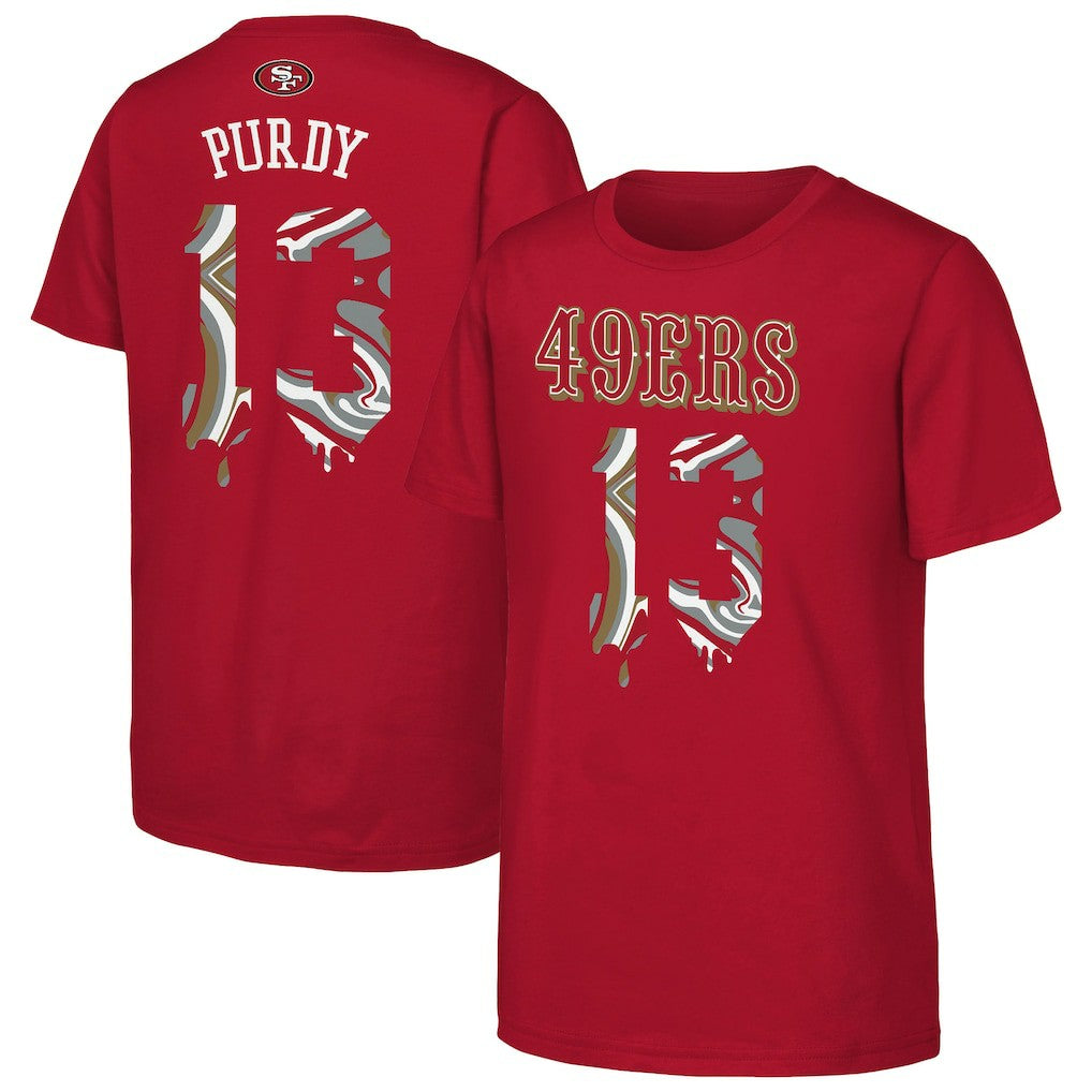 Brock Purdy San Francisco 49ers Outerstuff Youth Mainliner Drip Player Name & Number T-Shirt - Scarlet discount