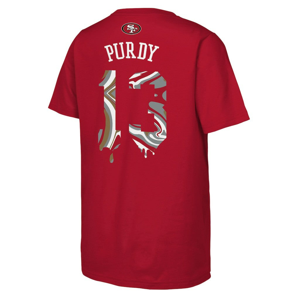 Brock Purdy San Francisco 49ers Outerstuff Youth Mainliner Drip Player Name & Number T-Shirt - Scarlet discount