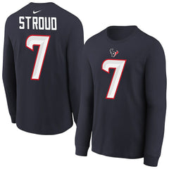 C.J. Stroud Houston Texans Youth Player Name & Number Long Sleeve T-Shirt - Navy outlet