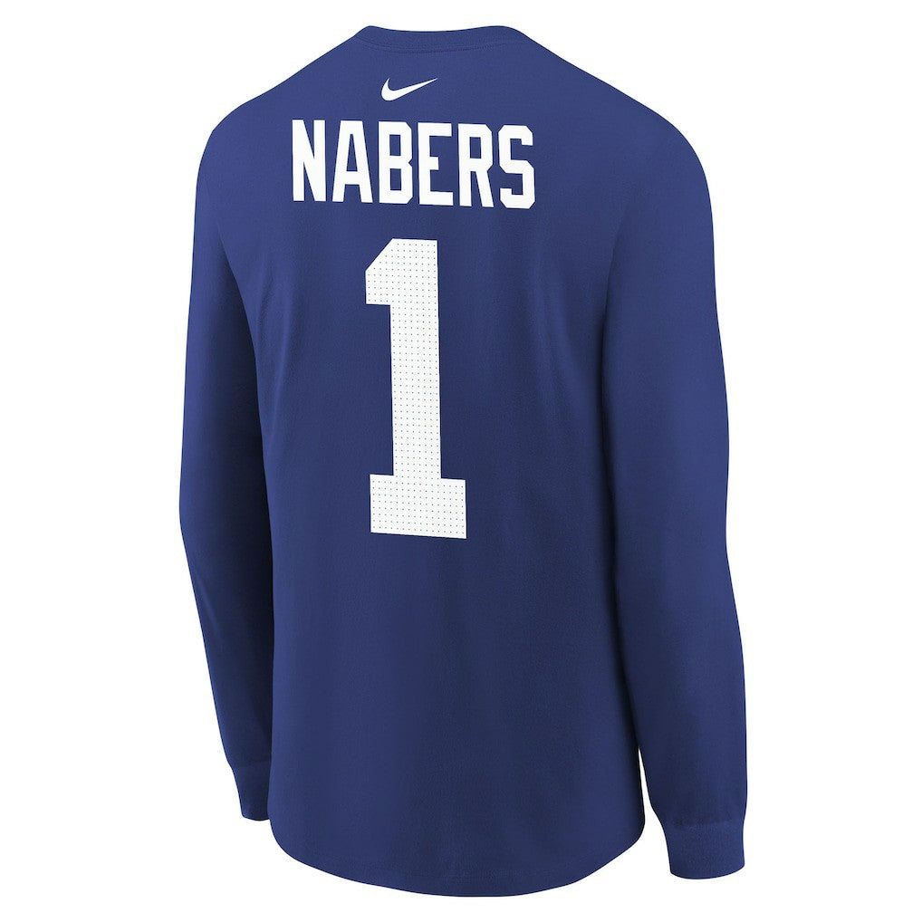 Malik Nabers New York Giants Youth Player Name & Number Long Sleeve T-Shirt - Royal on sale