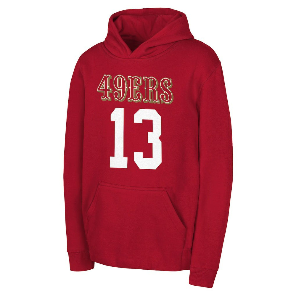 Brock Purdy San Francisco 49ers Outerstuff Mainliner Player Name & Number Hoodie - Scarlet on sale