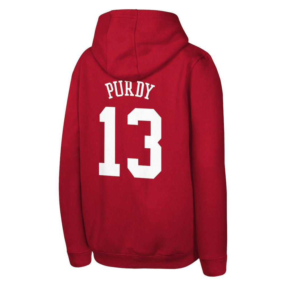 Brock Purdy San Francisco 49ers Outerstuff Mainliner Player Name & Number Hoodie - Scarlet on sale