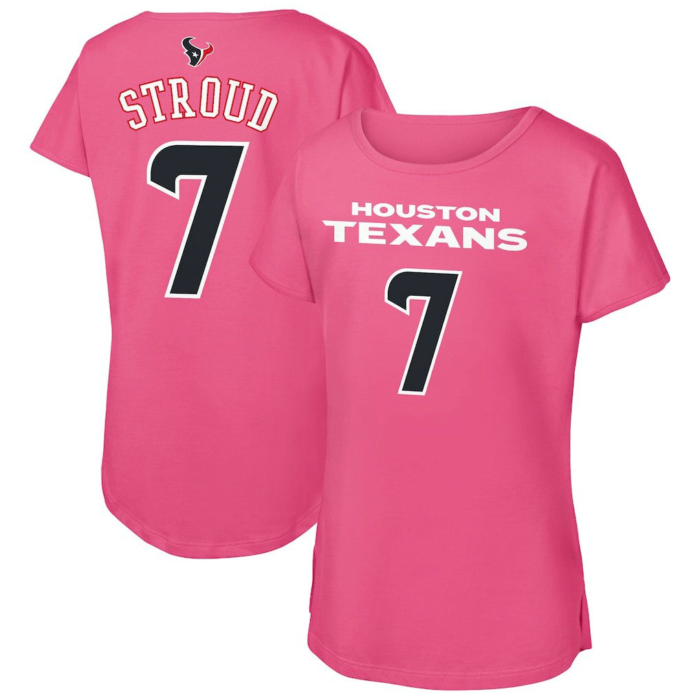 C.J. Stroud Houston Texans Outerstuff Girls Youth Player Name & Number T-Shirt - Pink online