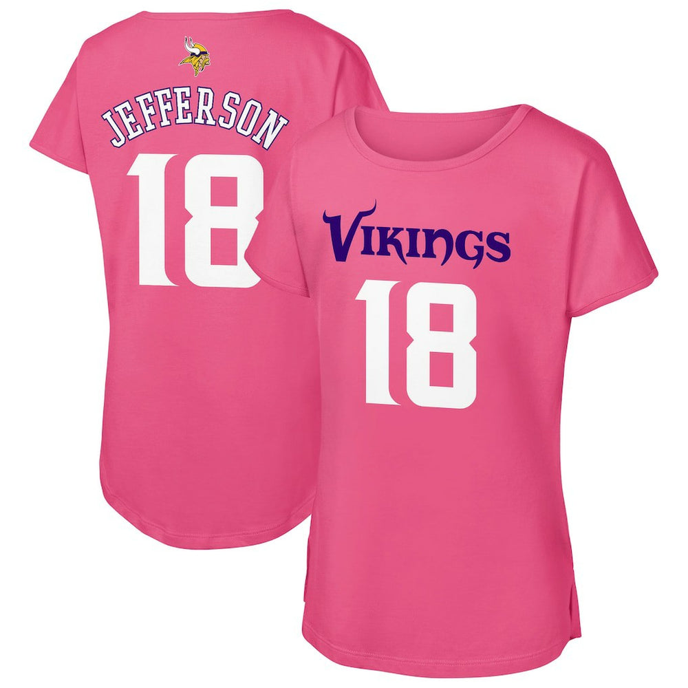 Justin Jefferson Minnesota Vikings Outerstuff Girls Youth Player Name & Number T-Shirt - Pink for sale