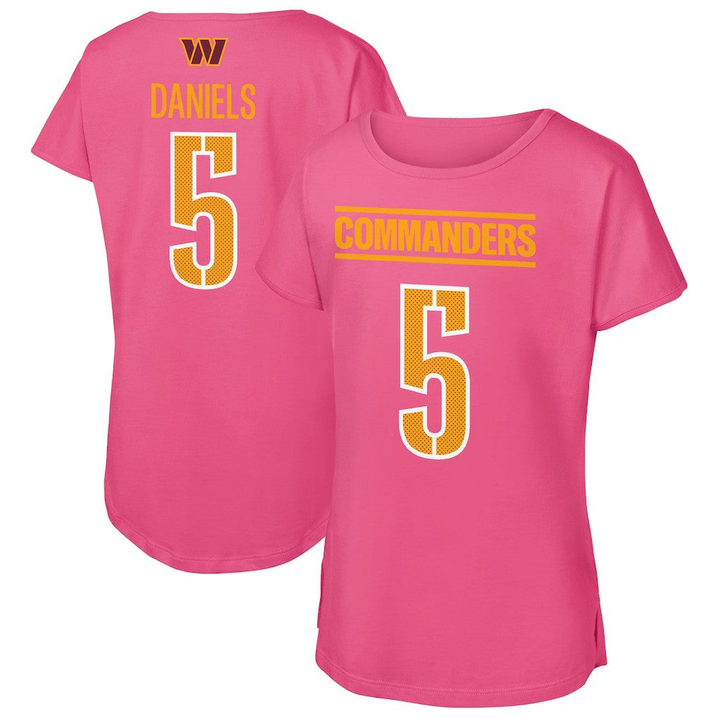 Jayden Daniels Washington Commanders Outerstuff Girls Youth Player Name & Number T-Shirt - Pink cheap