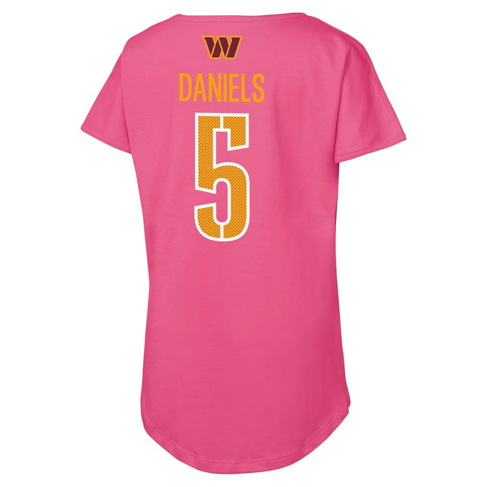 Jayden Daniels Washington Commanders Outerstuff Girls Youth Player Name & Number T-Shirt - Pink cheap