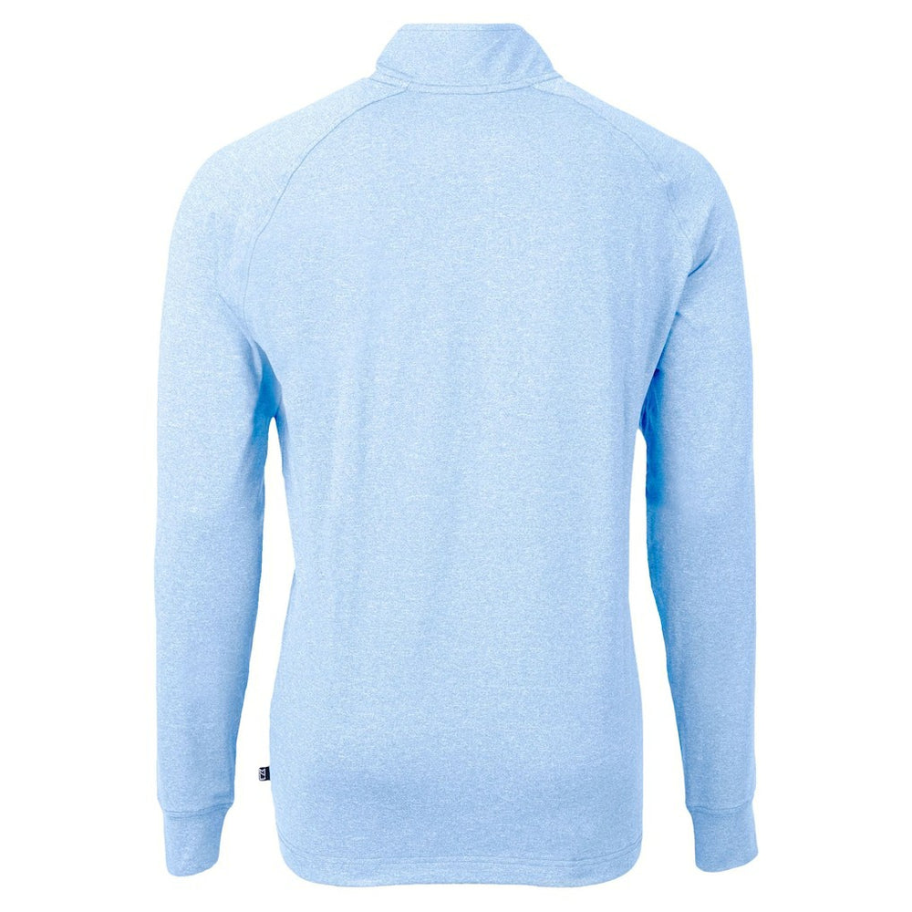 San Francisco 49ers Cutter & Buck Raglan Adapt Eco Knit Heather Quarter-Zip Top - Powder Blue cheap