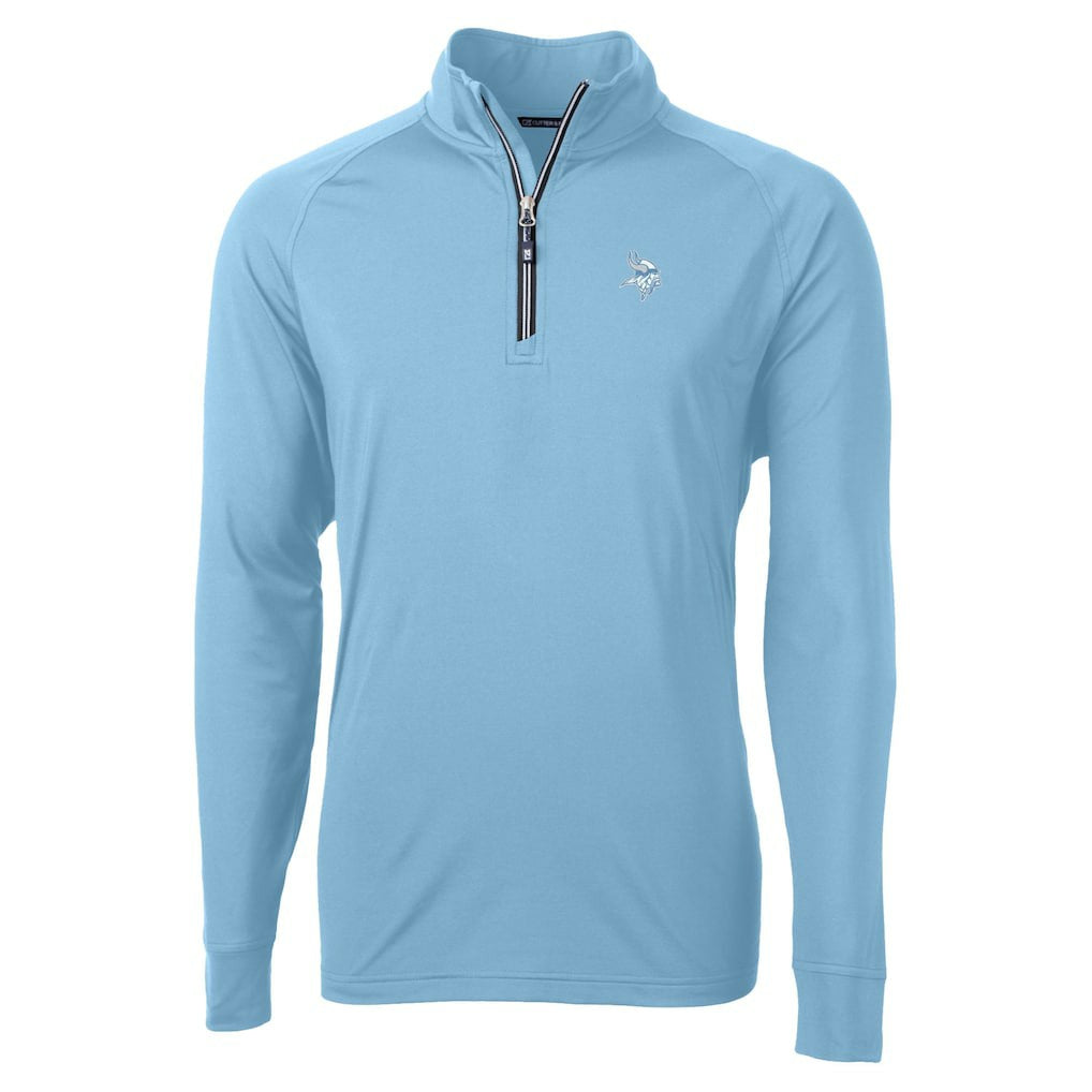 Minnesota Vikings Cutter & Buck Raglan Adapt Eco Knit Stretch Recycled Quarter-Zip Top - Powder Blue on sale