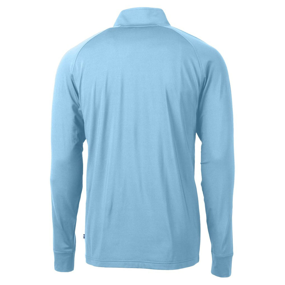 Carolina Panthers Cutter & Buck Raglan Adapt Eco Knit Stretch Recycled Quarter-Zip Top - Powder Blue discount