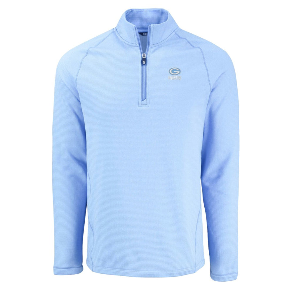 Green Bay Packers Cutter & Buck Peshastin Eco Fleece Recycled Raglan Quarter-Zip Top - Powder Blue sale