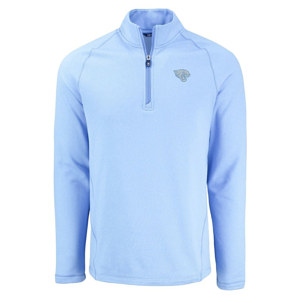 Jacksonville Jaguars Cutter & Buck Peshastin Eco Fleece Recycled Raglan Quarter-Zip Top - Powder Blue cheap