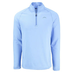 Los Angeles Chargers Cutter & Buck Peshastin Eco Fleece Recycled Raglan Quarter-Zip Top - Powder Blue for sale