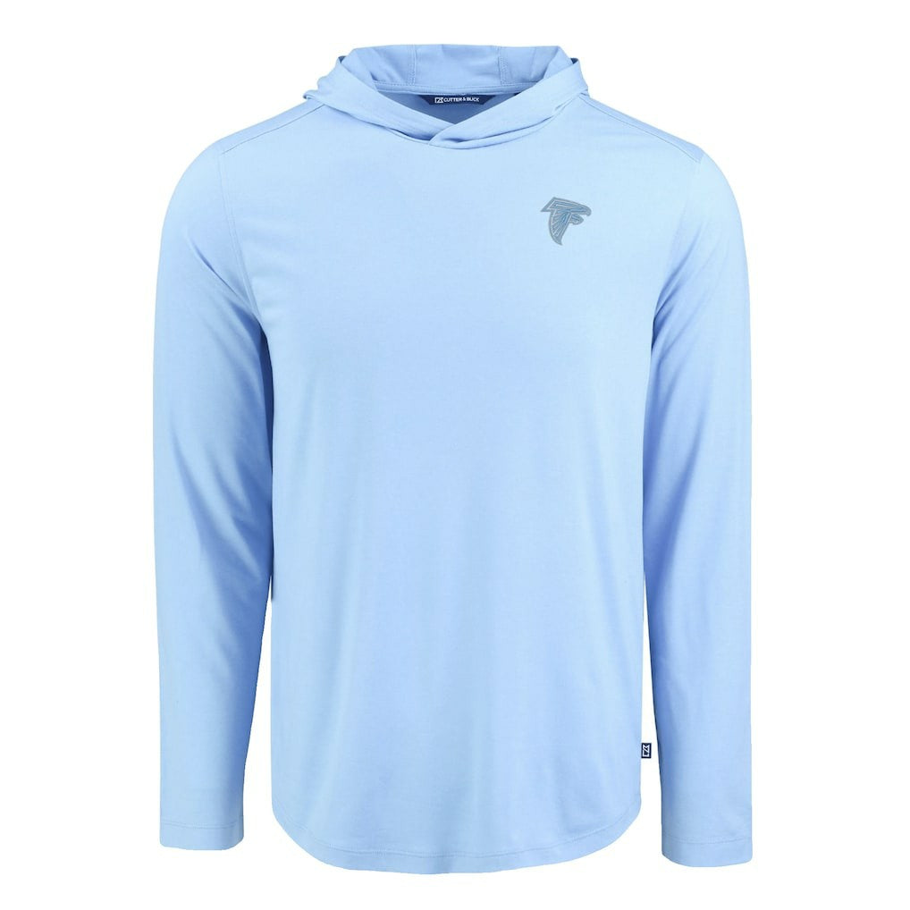 Atlanta Falcons Men's Cutter & Buck Coastline Epic Comfort Eco Recycled Men's Hooded Shirt - Powder Blue for sale