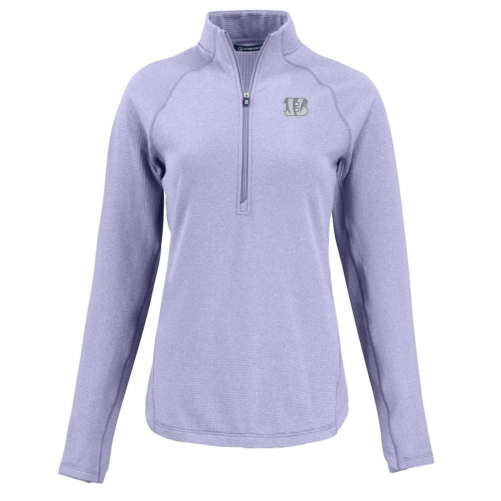 Cincinnati Bengals Cutter & Buck Women's Peshastin Eco Fleece Recycled Half-Zip Top - Purple discount