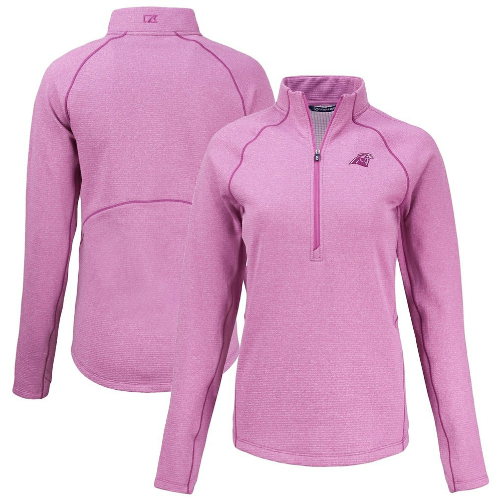 Carolina Panthers Cutter & Buck Women's Peshastin Eco Fleece Recycled Half-Zip Top - Pink for sale